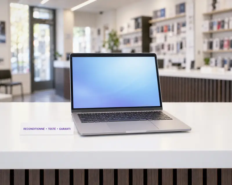 Ordinateur portable reconditionné, testé et garanti, dans un magasin Mister Genius