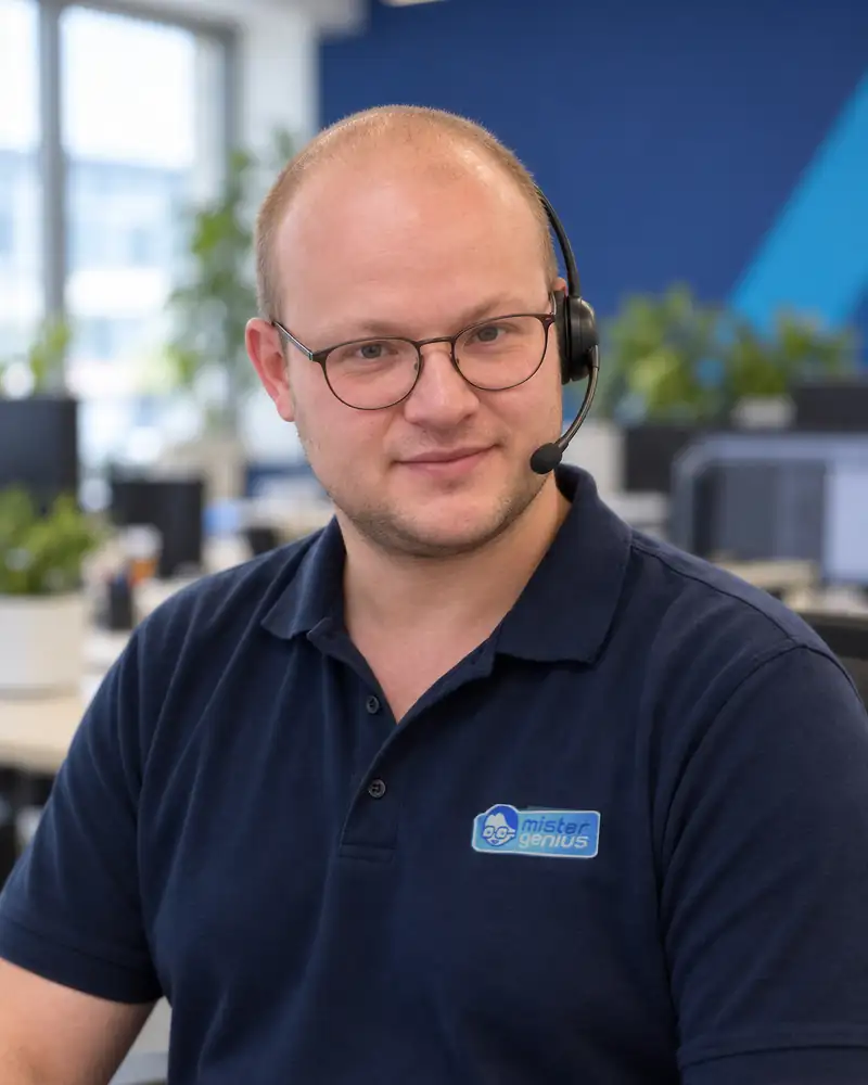 Guillaume, Mister Genius IT consultant, portrait vertical